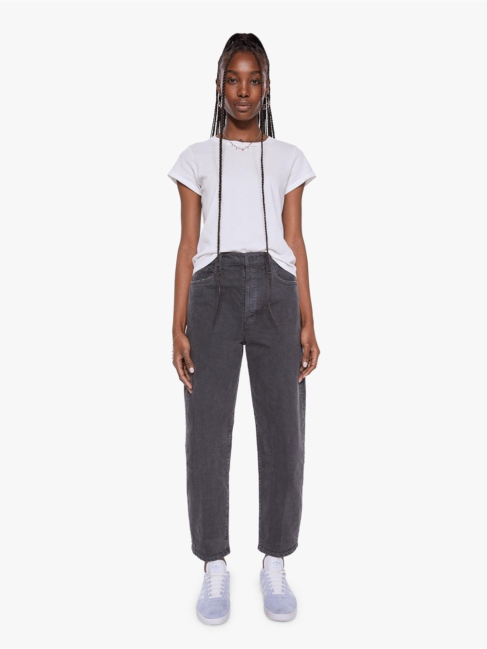 MOTHER the curbside ankle jean balloon faded black button fly
